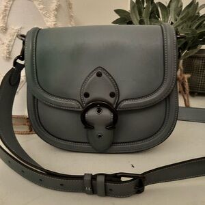 Coach Smokey Blue Gray Leather Crossbody Bag with Gun Metal Hardware